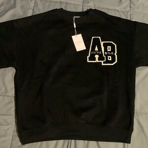Anine Bing Black Sweater AB Distressed Letter Embroidery Women Size Medium